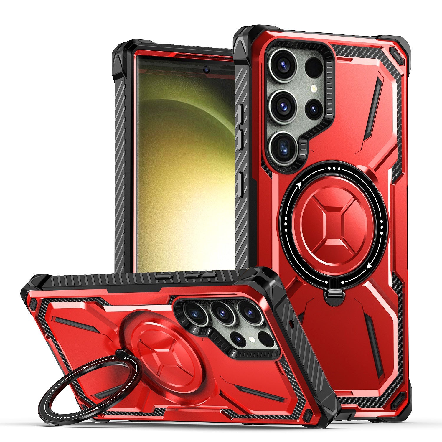 MagSafe-compatible, anti-fingerprint phone case with foldable stand(Samsung Galaxy S23 Ultra)
