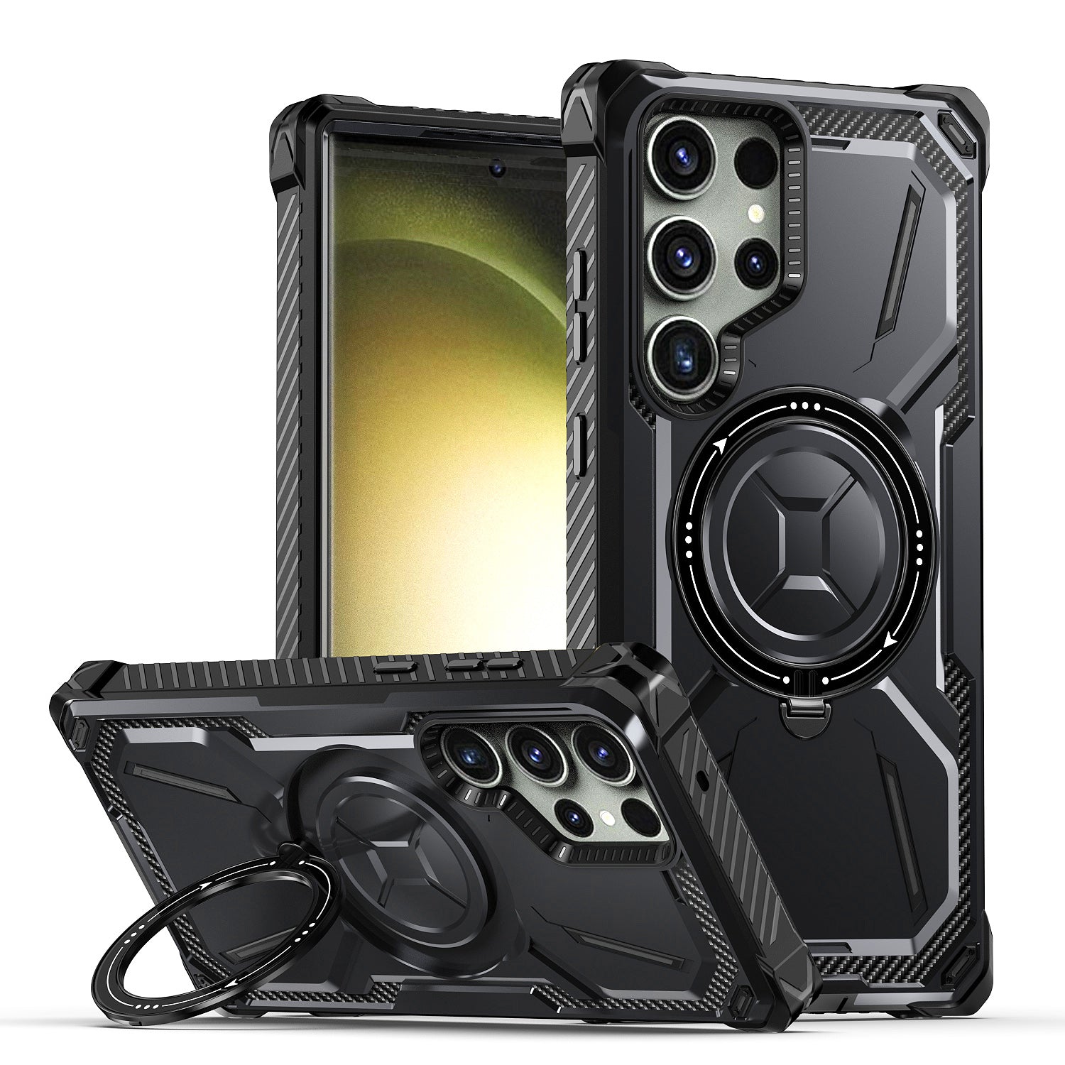 MagSafe-compatible, anti-fingerprint phone case with foldable stand(Samsung Galaxy S23 Ultra)