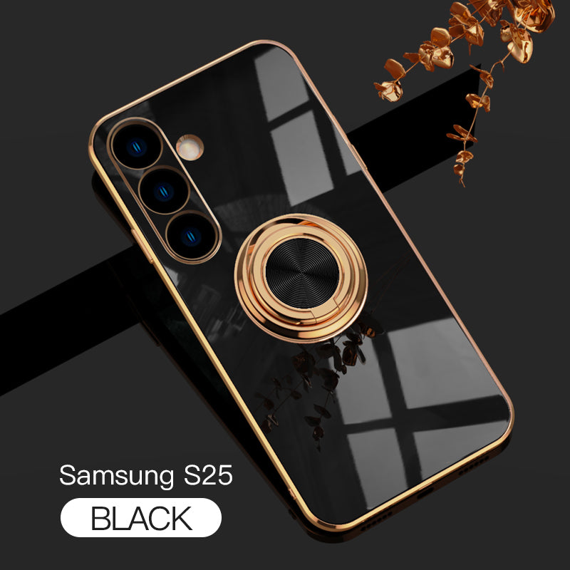 Magnetic TPU + PC Protective Case with 6D Electroplated Solid Color Ring and Magnetic Precision Cutouts(Samsung Galaxy S25/S25 PLUS/S25 Ultra)