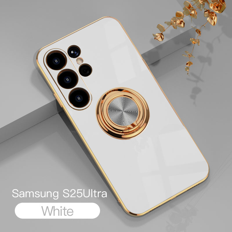 Magnetic TPU + PC Protective Case with 6D Electroplated Solid Color Ring and Magnetic Precision Cutouts(Samsung Galaxy S25/S25 PLUS/S25 Ultra)