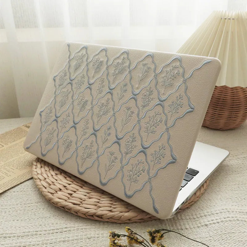 MacBook Case Embossed Floral Light Blue