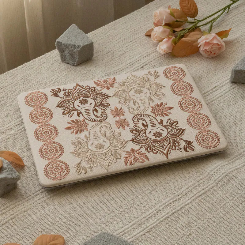 MacBook Case Dark and light brown textured stitching