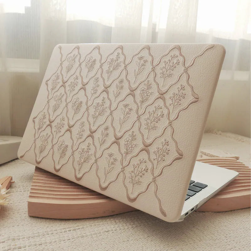 MacBook Case Embossed Flora Light Brown
