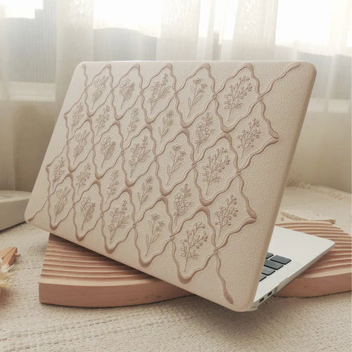 MacBook Case Embossed Flora Light Brown