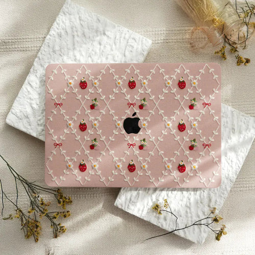 MacBook Case Pink Mood Delicate Stitch Detailing